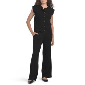 CYRUS Black 2pc Waffle Top And Full Needle Pants Set
